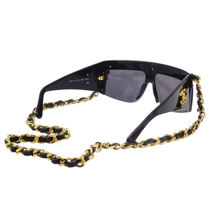 Chanel Chain Sunglasses Eyewear Black Small Good