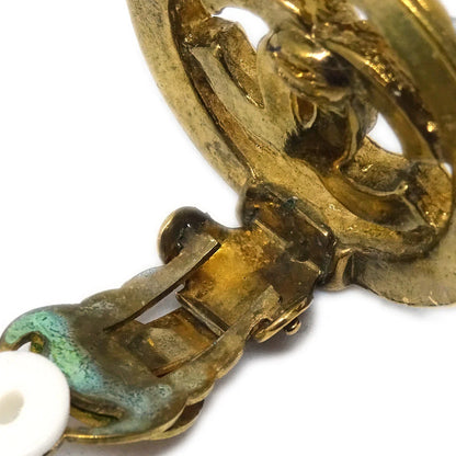Chanel Gold Button Earrings Clip-On Rhinestone