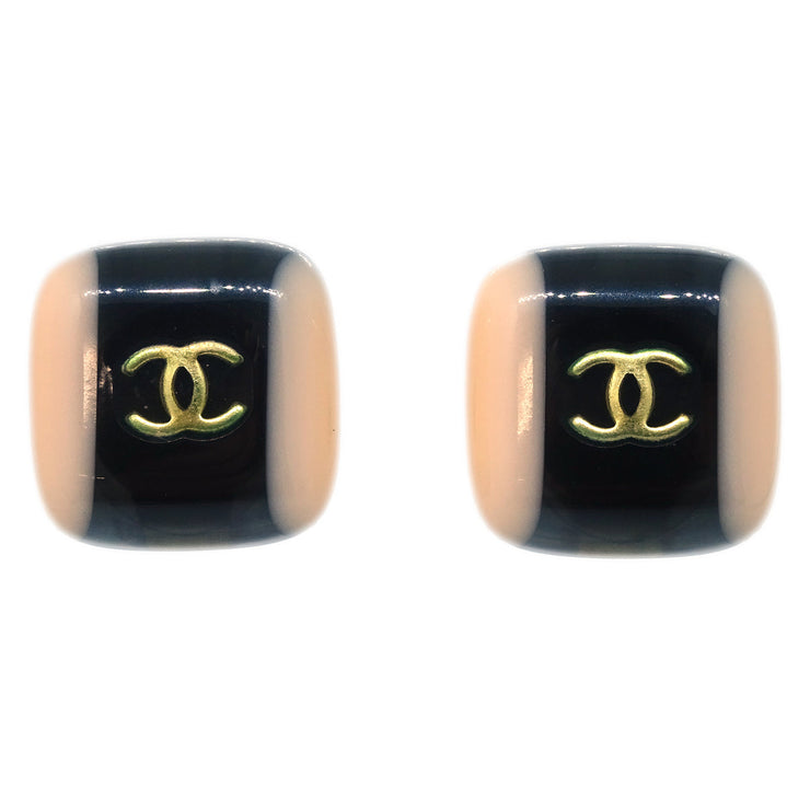 Chanel Square Earrings Clip-On Black 01A