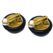 Chanel Black Button Earrings Clip-On 95P