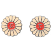 Chanel Flower Earrings Clip-On White 04P