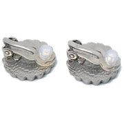 Chanel Flower Earrings Clip-On White 04P