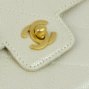 Chanel White Caviar Chain Handbag