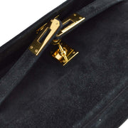 Hermes * 1991 Black Doblis Banana Kelly Clutch Handbag