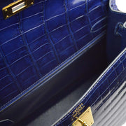 Hermes * 1993 Blue Abysse Prosus Kelly 32 Sellier 2way Shoulder Handbag