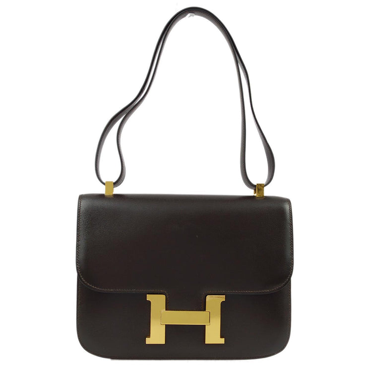 Hermes 1999 Brown Box Calf Constance 23 Shoulder Bag