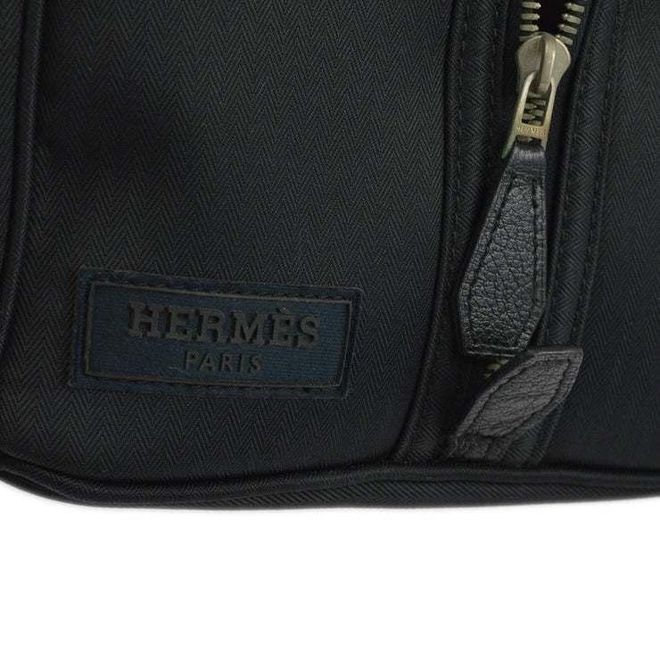 Hermes Black Toile Chevrons Sac Chien Dog Carrier 2way Shoulder Handbag