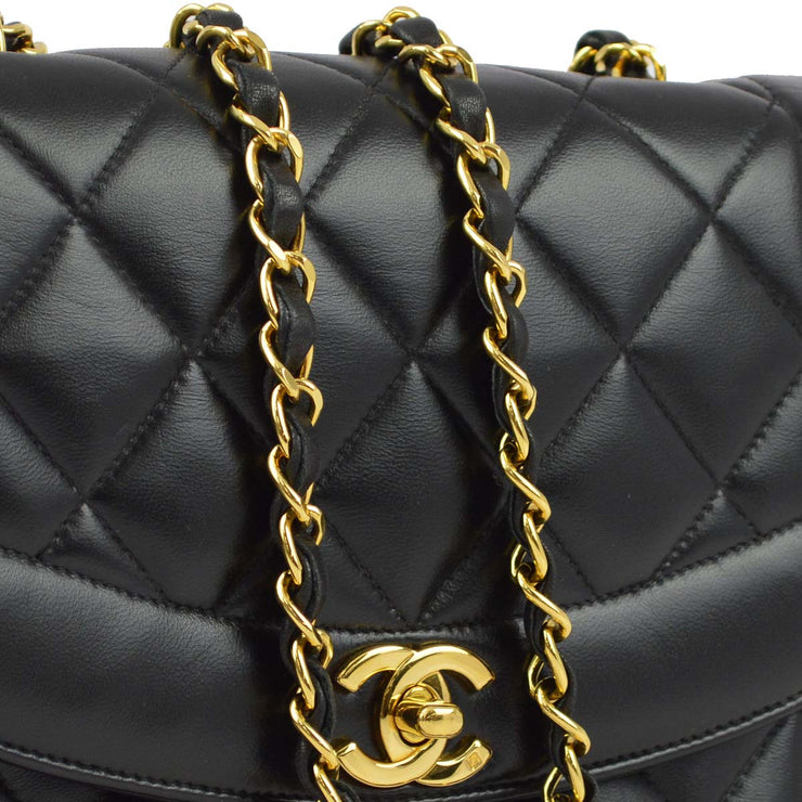 Chanel 1991-1994 Black Lambskin Small Diana Shoulder Bag