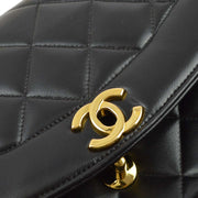 Chanel 1991-1994 Black Lambskin Small Diana Shoulder Bag