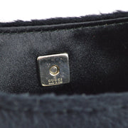 Gucci Black Velvet Bamboo Handbag