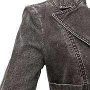 Chanel Single Breasted Denim Jacket Brown 02P #38