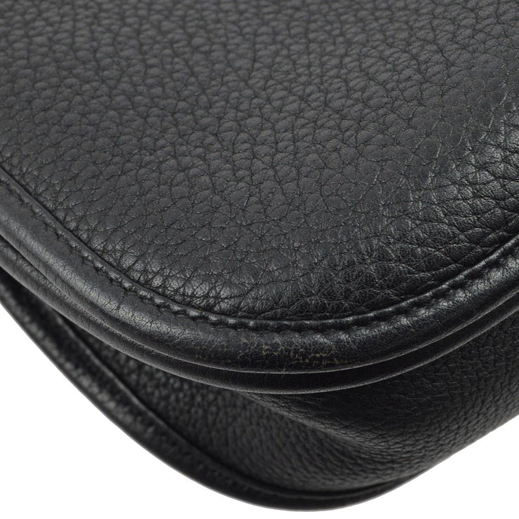 Hermes 2009 Black Taurillon Clemence Evelyne 3 PM Shoulder Bag