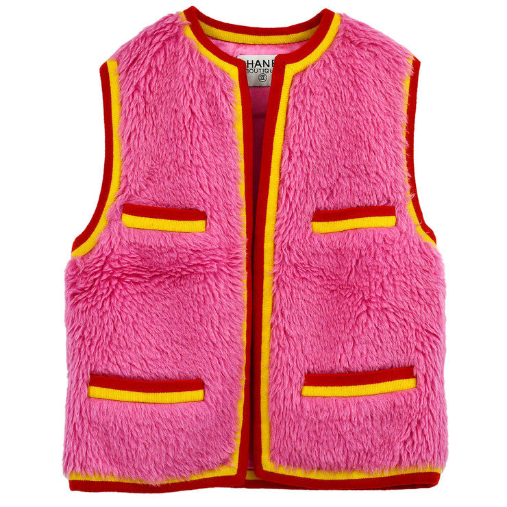 Chanel Sleeveless Fur Vest Jacket Pink