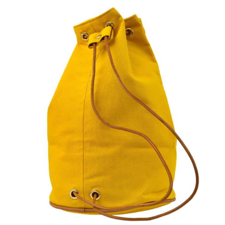 Hermes Yellow Canvas Polochon Mimile PM Drawstring Bucket Bag