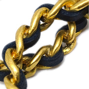 Chanel Hoop Dangle Earrings Clip-On Gold Black 94C