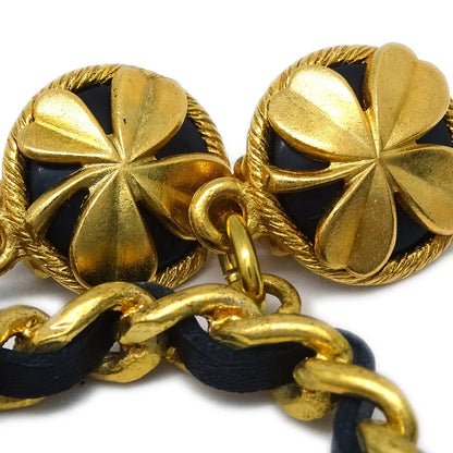 Chanel Hoop Dangle Earrings Clip-On Gold Black 94C