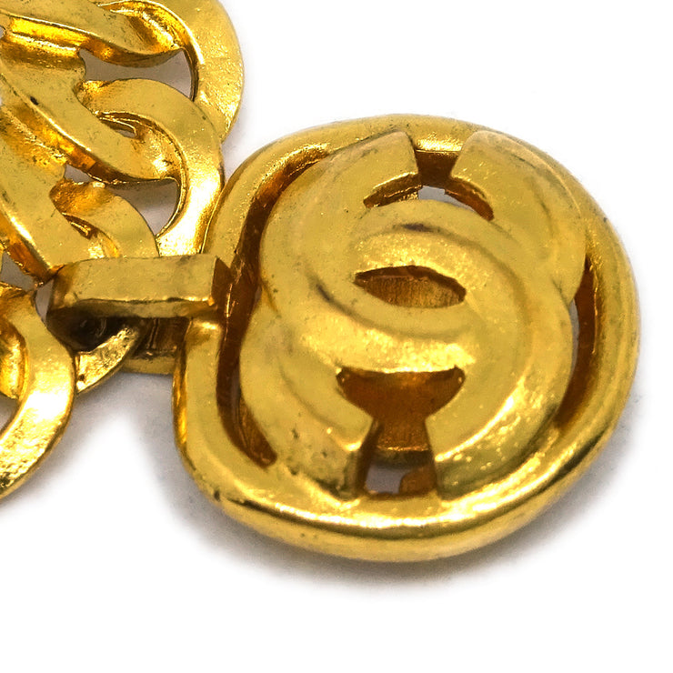Chanel Hoop Dangle Earrings Clip-On Gold 96P