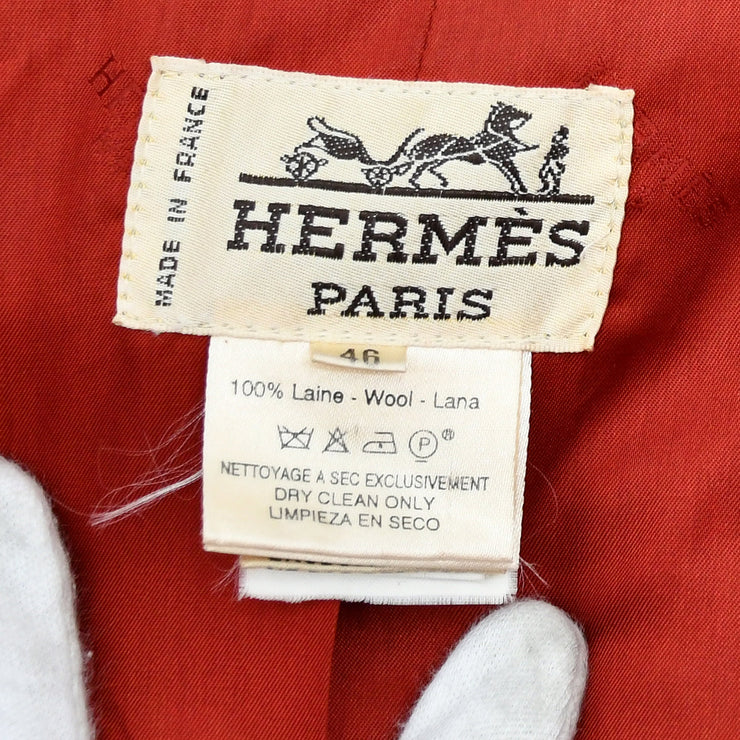 Hermes Hooded Coat Red #46