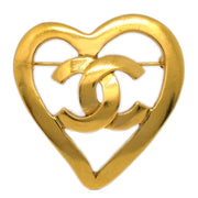 Chanel Heart Brooch Pin Gold 95P