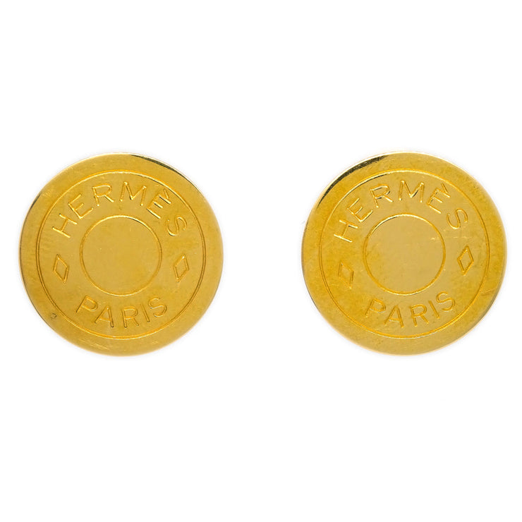 Hermes Gold Button Earrings Clip-On