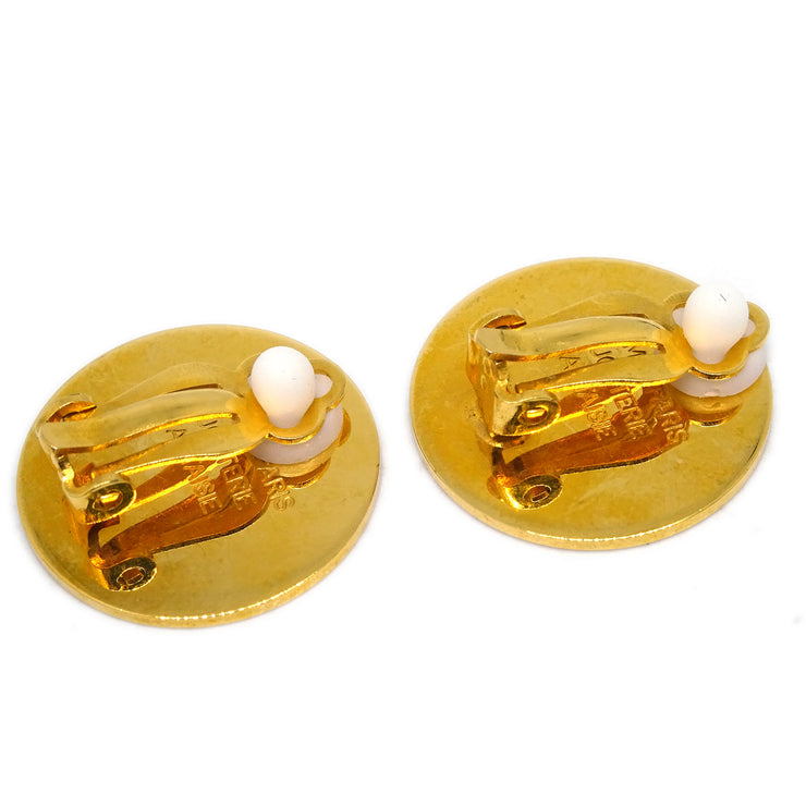 Hermes Gold Button Earrings Clip-On