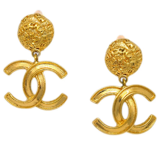 Chanel Gold Dangle Earrings Clip-On 95A