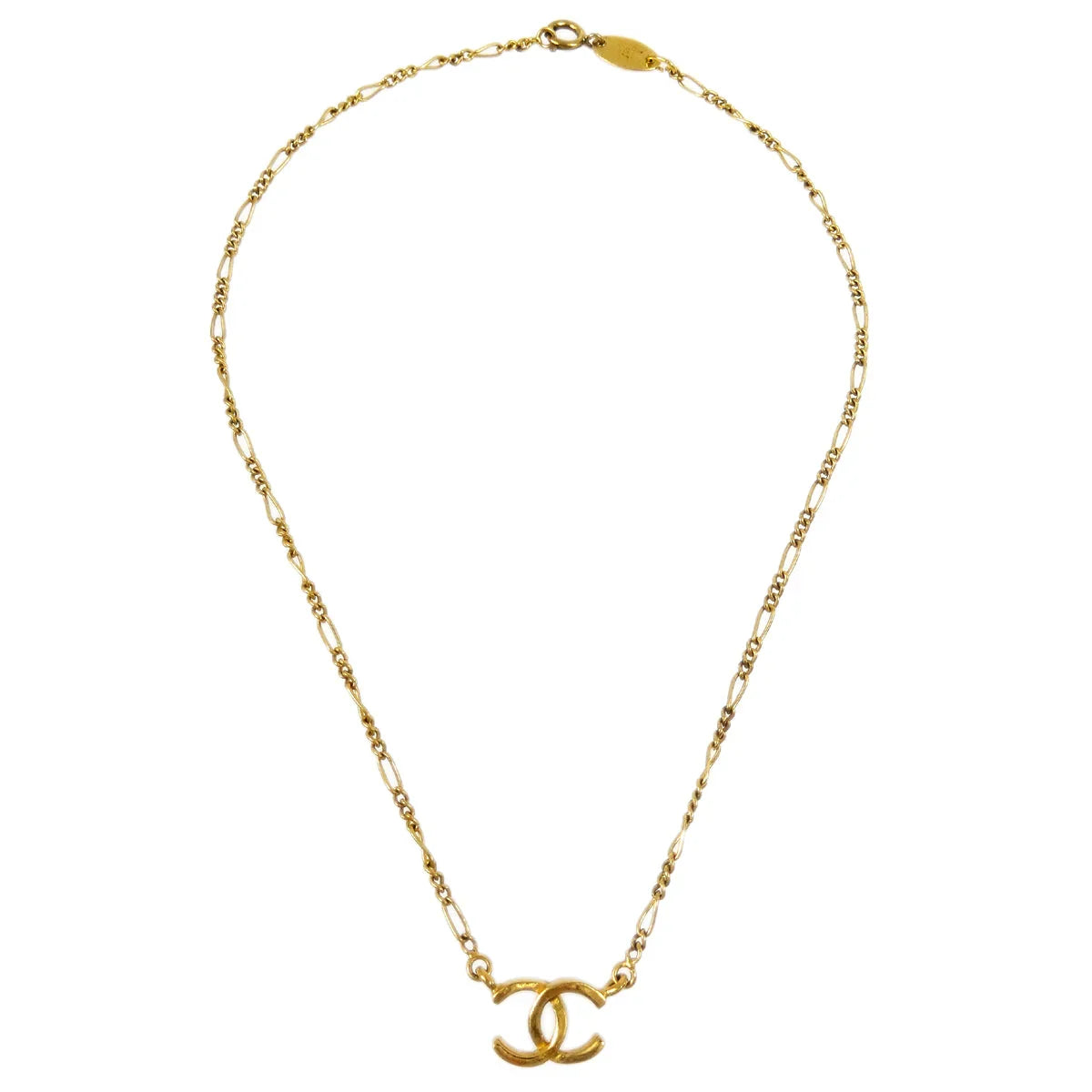 Chanel CC Chain Pendant Necklace Gold 1982