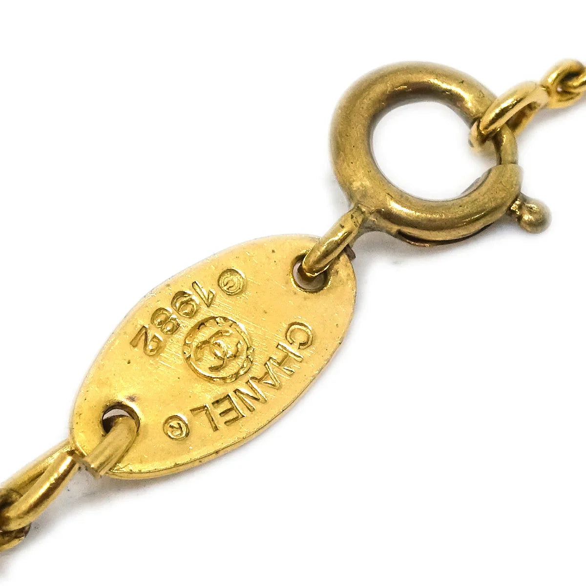 Chanel CC Chain Pendant Necklace Gold 1982
