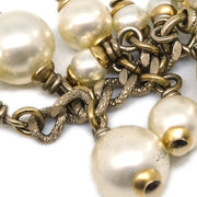 Chanel Dangle Piercing Earrings Artificial Pearl Gold A11P