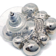 Chanel Rhombus Piercing Earrings Rhinestone Silver 10V