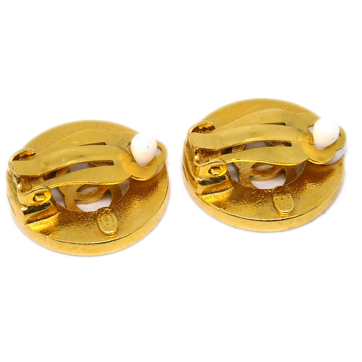 Chanel Button Earrings Clip-On Gold 97A