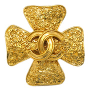 Chanel Clover Gold Brooch Pin 95A
