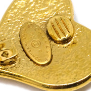Chanel Gripoix Heart Dangle Earrings Clip-On Gold 95P