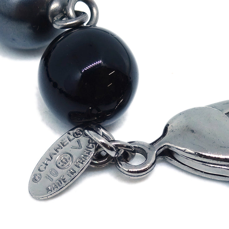 Chanel Artificial Pearl Chain Necklace Black 10V