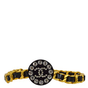 Chanel Gold Black Chain Belt Rhinestone 95P Small Good