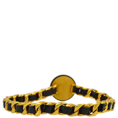 Chanel Gold Black Chain Belt Rhinestone 95P Small Good