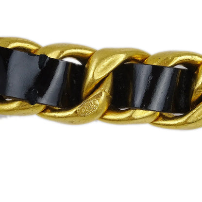 Chanel Gold Black Chain Belt Rhinestone 95P Small Good