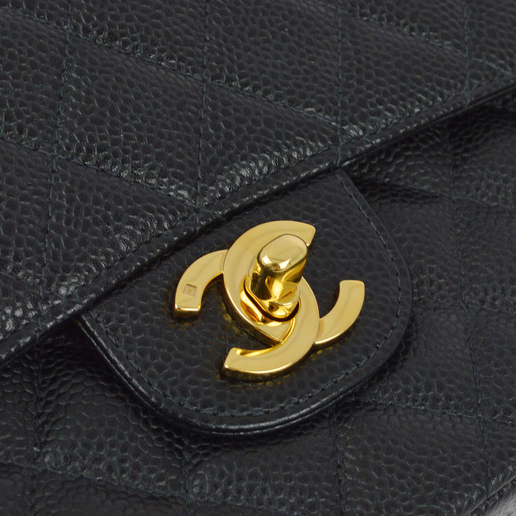 Chanel 2000-2001 Black Caviar Small Classic Double Flap Shoulder Bag