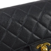 Chanel 2000-2001 Black Caviar Small Classic Double Flap Shoulder Bag