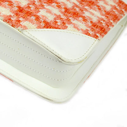 Chanel 2000-2001 White Orange Tweed Lambskin Chain Shoulder Bag