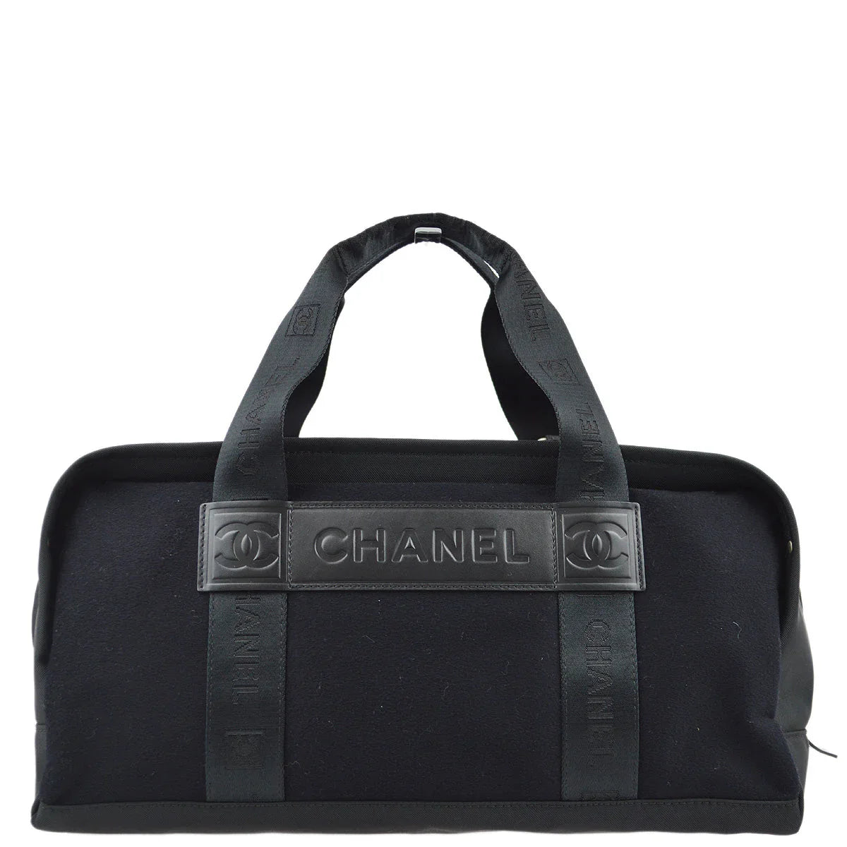 Chanel 2004-2005 Black Felt Nylon Sport Line Gym Handbag