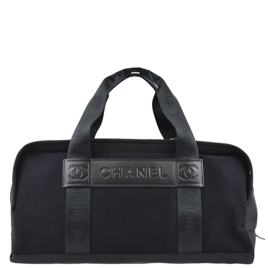 Chanel 2004-2005 Black Felt Nylon Sport Line Gym Handbag