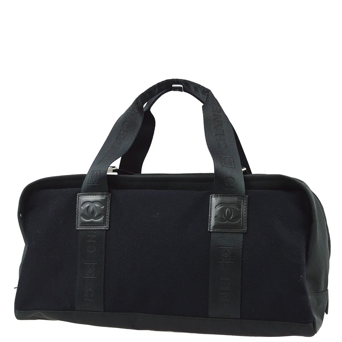 Chanel 2004-2005 Black Felt Nylon Sport Line Gym Handbag