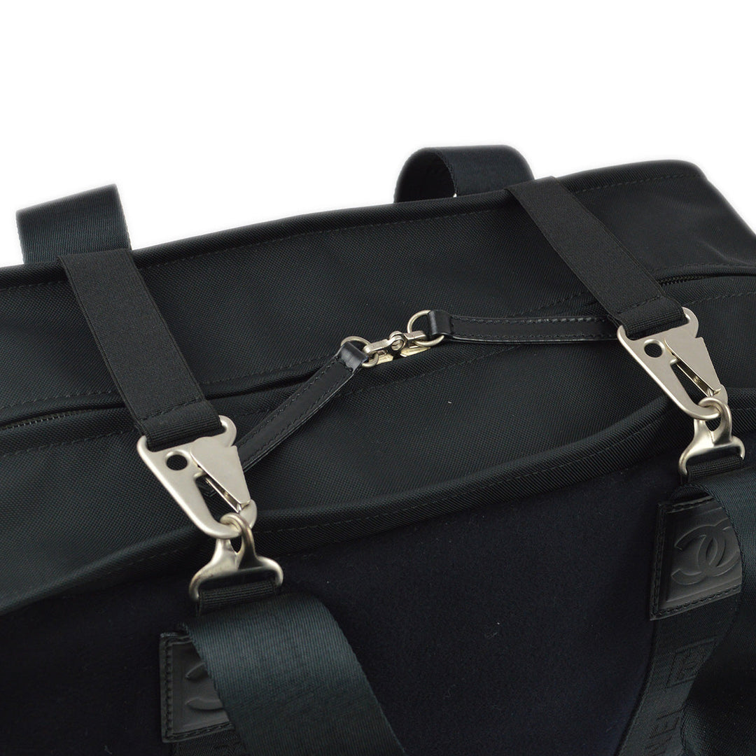 Chanel 2004-2005 Black Felt Nylon Sport Line Gym Handbag