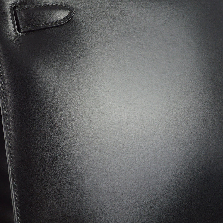 Hermes 1971 Black Box Calf Kelly 32 Sellier 2way Shoulder Handbag
