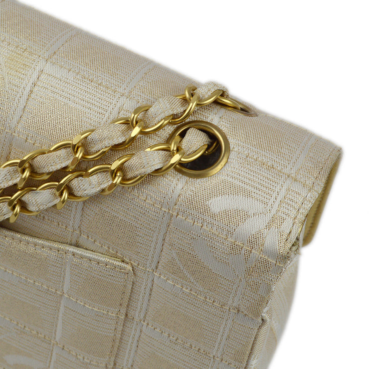 Chanel Gold Jacquard Nylon Travel Line Shoulder Bag
