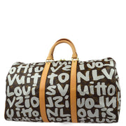 Louis Vuitton 2001 White Monogram Graffiti Keepall 50 Duffle Bag M92197