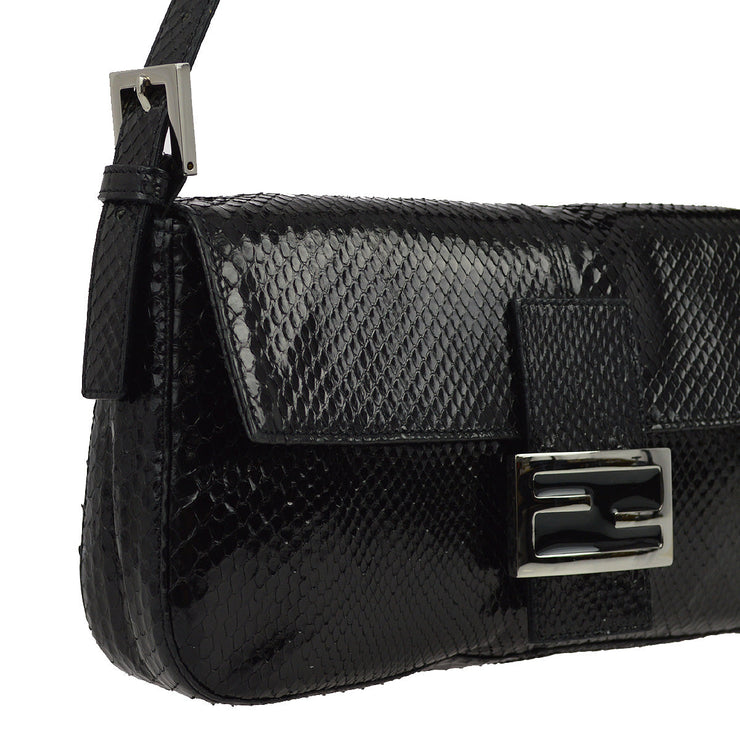 Fendi * Black Python Baguette Handbag