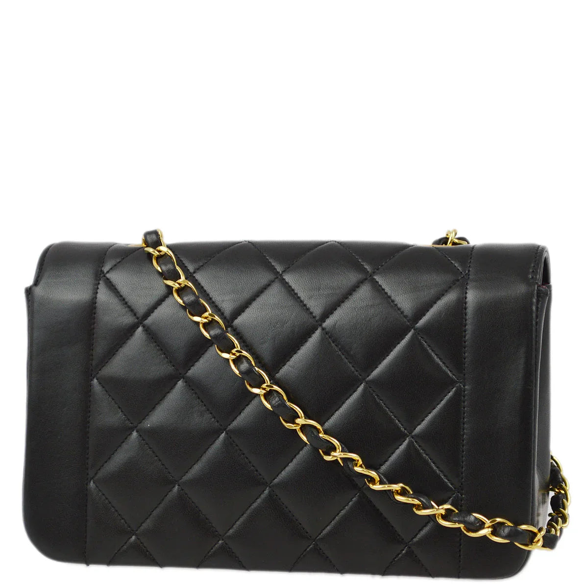 Chanel 1994-1996 Black Lambskin Small Diana Shoulder Bag