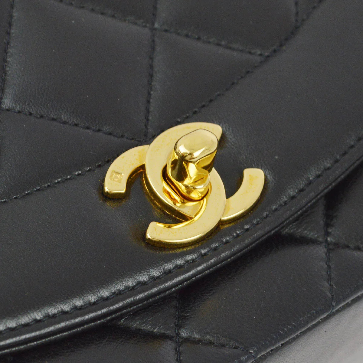 Chanel 1994-1996 Black Lambskin Small Diana Shoulder Bag